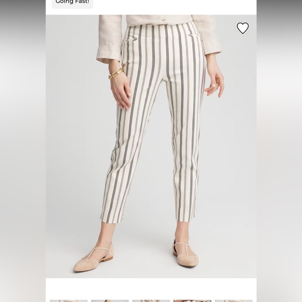 Chico's Cream and Black Striped Chinos brand new never worn has pockets